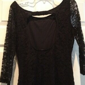 Black lace dress with keyhole back